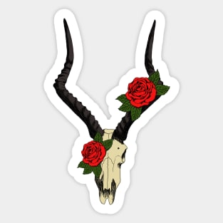 Impala skull with roses Sticker